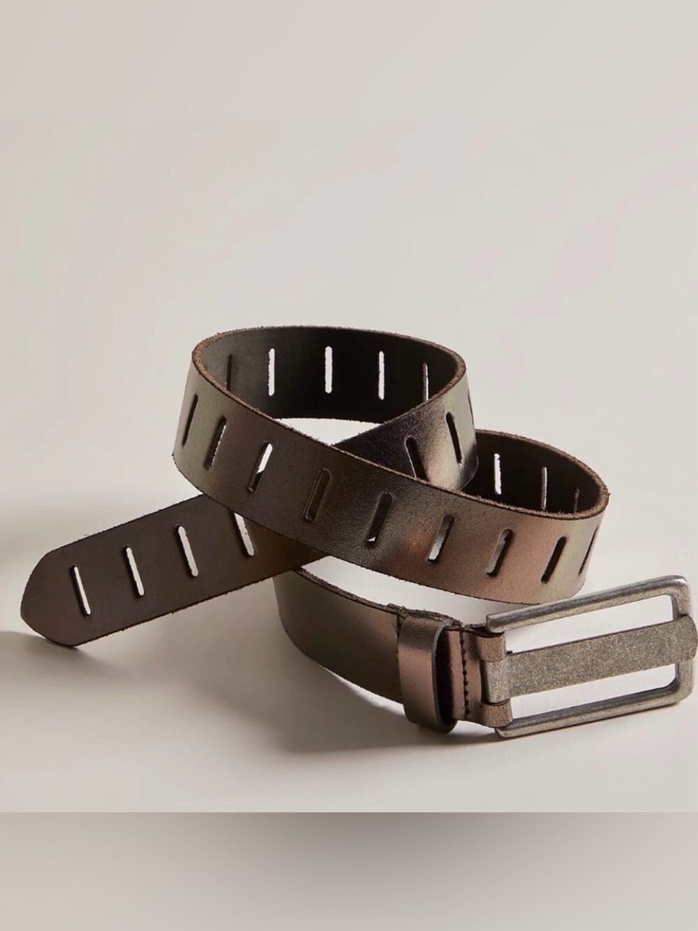 Free People We The Free Jona Metallic Leather Belt Silver NWT